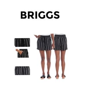 BRIGGS LINEN BLEND BLACK & WHITE PULL ON SHORTS SIZE M, NWT